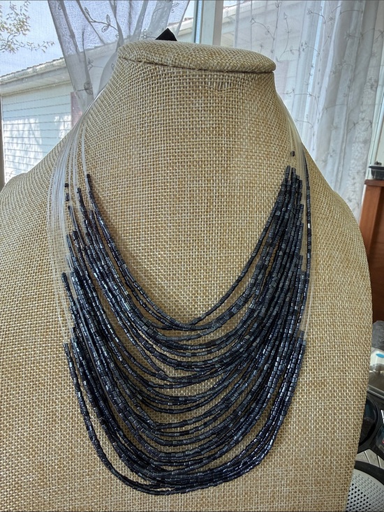 Jewelry - Multi-Strand Hematite Beaded Necklace - Women Jewelry
